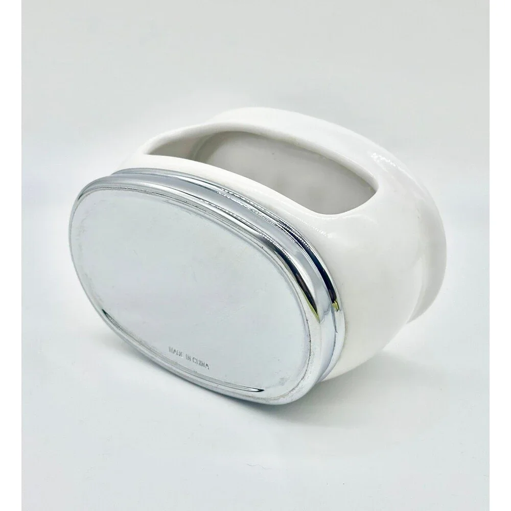 White Oval Ceramic Soap Bowl Dish storage for sponges loofahs or wash cloth.